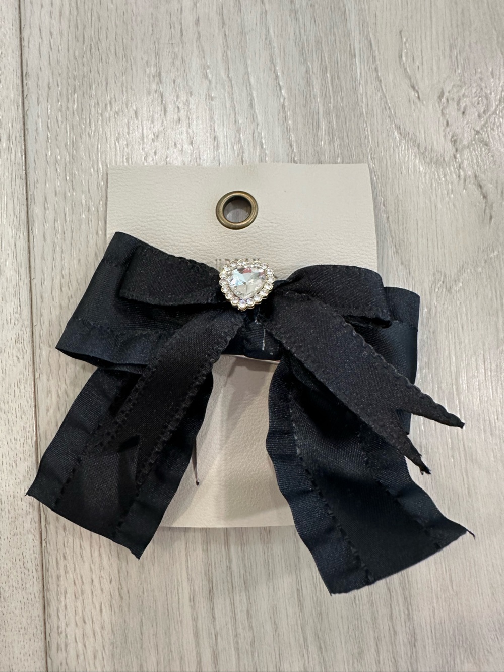Urban Outfitters Black Bow Hair Clip with Rhinestone Accent